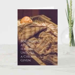 Personaliseer Unto US Child Born Natitivity Kerstm Kaart