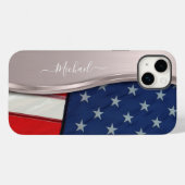 Personaliseer USA Flag Faux Roos Gold Metal Swirl Case-Mate iPhone Case (Achterkant (horizontaal))