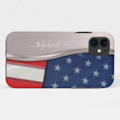 Personaliseer USA Flag Faux Roos Gold Metal Swirl Case-Mate iPhone Case (Achterkant (horizontaal))