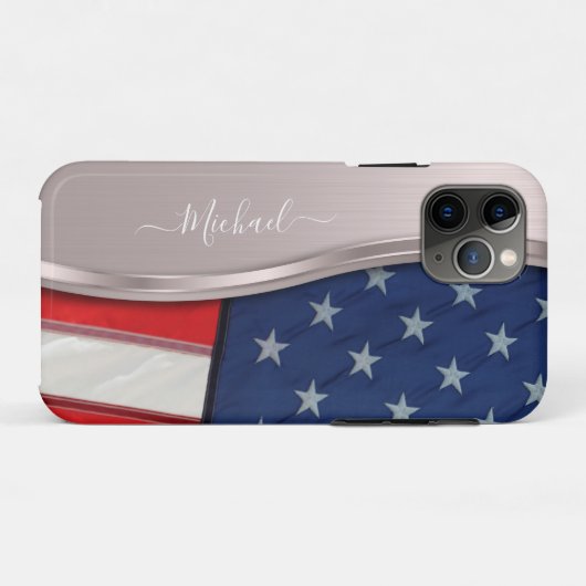 Personaliseer USA Flag Faux Roos Gold Metal Swirl Case-Mate iPhone Case (Achterkant (horizontaal))