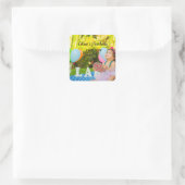 Personaliseer uw baby's verjaardagsfoto vierkante sticker (Tas)