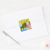 Personaliseer uw baby's verjaardagsfoto vierkante sticker (Envelop)