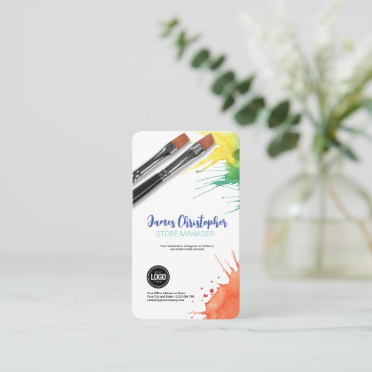 Personaliseer uw bedrijf | Art Supplies Visitekaar Visitekaartje (Staand voorkant)