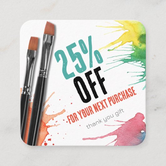 Personaliseer uw bedrijf | Kunstbenodigdheden Kortingskaartje (Voorkant)