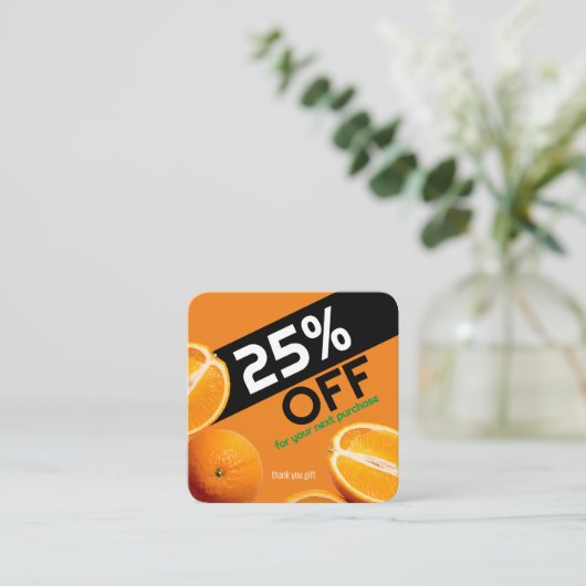 Personaliseer uw bedrijf | Oranje onderneming Kortingskaartje (Staand voorkant)