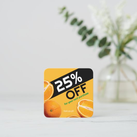 Personaliseer uw bedrijf | Oranje onderneming Kortingskaartje (Staand voorkant)