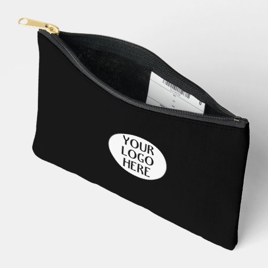 Personaliseer uw Black White bedrijf logo Zipper Etui (Open)