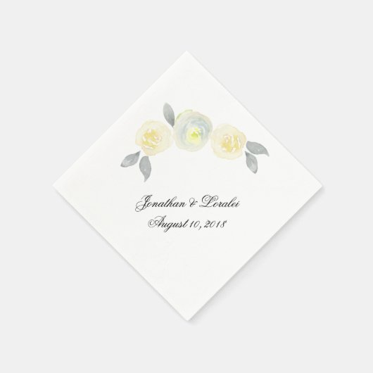 Personaliseer uw bruiloft servetten Gele Bloemen (Hoek)