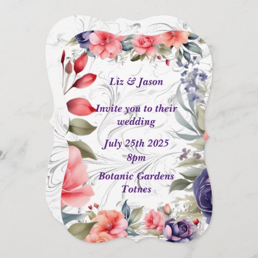 Personaliseer uw bruiloft uitnodiging (Voorkant / Achterkant)