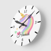 Personaliseer uw eigen Floral Magical Unicorn Ronde Klok (Hoek)