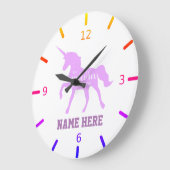 Personaliseer uw eigen kleurrijk als een Unicorn Grote Klok (Hoek)