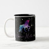 Personaliseer uw eigen kleurrijke universe Unicorn Tweekleurige Koffiemok (Links)
