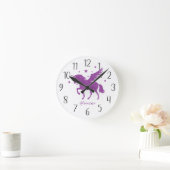 Personaliseer uw eigen Paarse Unicorn Ronde Klok (Huis)