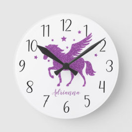 Personaliseer uw eigen Paarse Unicorn Ronde Klok