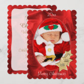 Personaliseer Uw Foto:  Het rode Ovale Lijst van Feestdagenkaart (Voorkant / Achterkant)