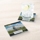 Personaliseer uw foto met laurier en damast glazen onderzetter (Schuin)