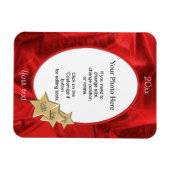Personaliseer uw foto: rood kerst ovaal Lijst Magneet (Horizontaal)