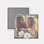 Personaliseer uw foto White Cosmos Square Lijst Magneet (Voorkant / Achterkant)