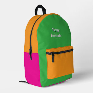 Personaliseer uw Initialen Hot Pink Gold Green Bedrukte Rugzak