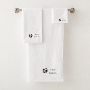 Personaliseer uw Initialen Voetbal wit Bad Handdoek