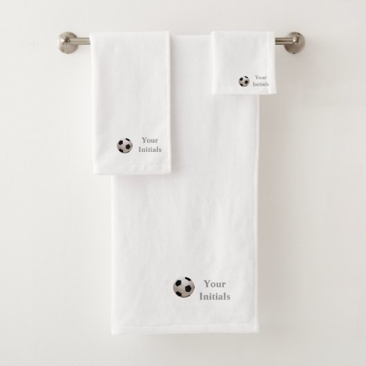Personaliseer uw Initialen Voetbal wit Bad Handdoek (Insitu)