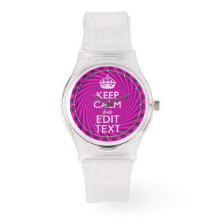 Personaliseer uw 'Keep Calm'-Gezegde op roze werve Horloge