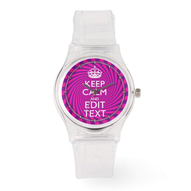 Personaliseer uw 'Keep Calm'-Gezegde op roze werve Horloge (Voorkant)