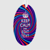Personaliseer uw Keep Calm Text Multicolored Swirl Ornament (voorkant)