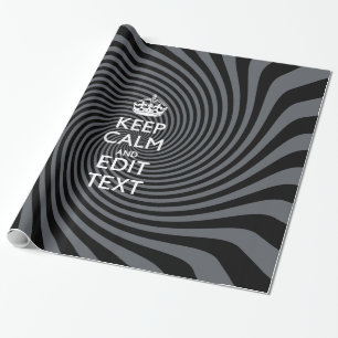Personaliseer uw Keep Calm Text op Black Swirl Cadeaupapier