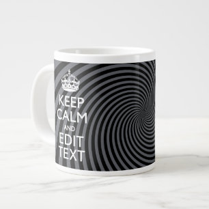 Personaliseer uw Keep Calm Text op Black Swirl Grote Koffiekop