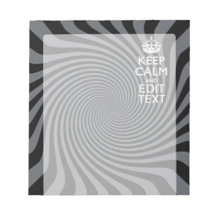 Personaliseer uw Keep Calm Text op Black Swirl Notitieblok