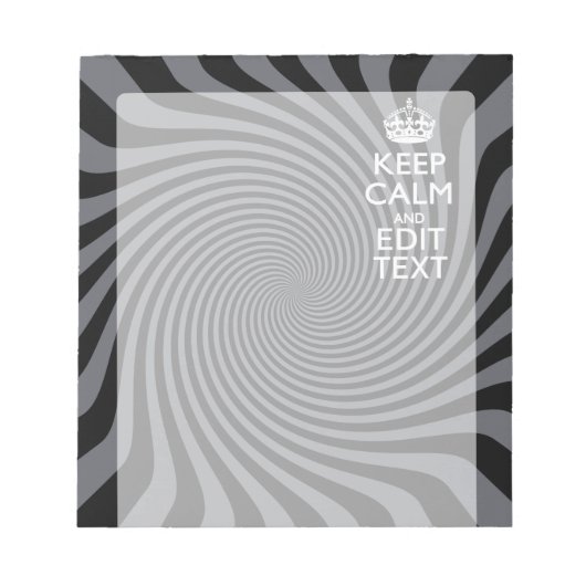 Personaliseer uw Keep Calm Text op Black Swirl Notitieblok (Voorkant)
