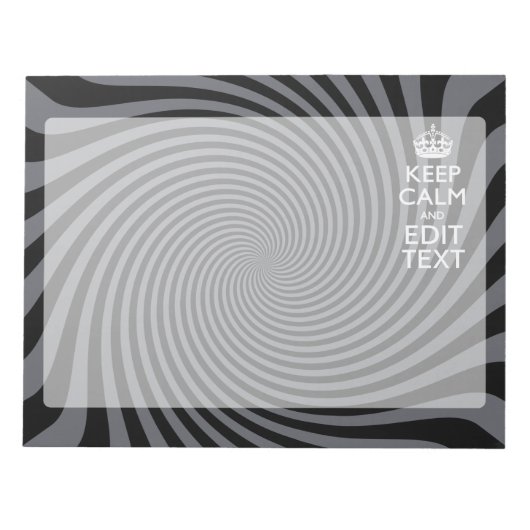Personaliseer uw Keep Calm Text op Black Swirl Notitieblok (Voorkant)