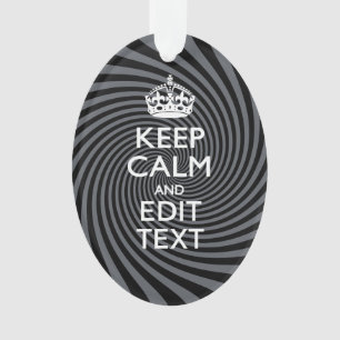 Personaliseer uw Keep Calm Text op Black Swirl Ornament