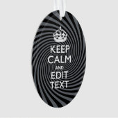 Personaliseer uw Keep Calm Text op Black Swirl Ornament (voorkant)