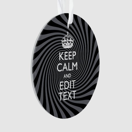 Personaliseer uw Keep Calm Text op Black Swirl Ornament (voorkant)