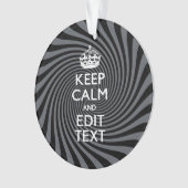 Personaliseer uw Keep Calm Text op Black Swirl Ornament (voorkant)