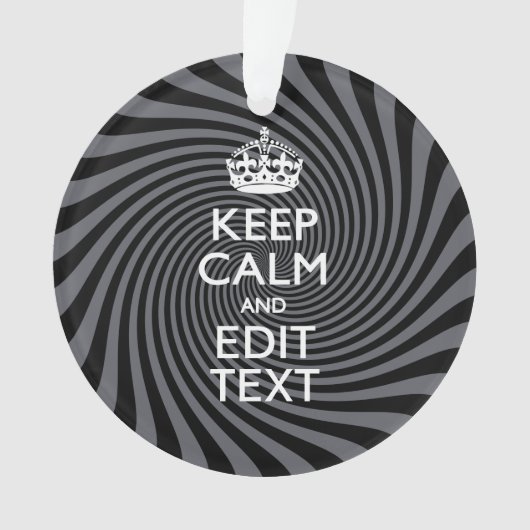 Personaliseer uw Keep Calm Text op Black Swirl Ornament (voorkant)