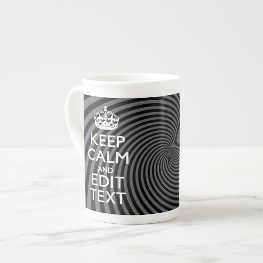 Personaliseer uw Keep Calm Text op Black Swirl Porselein Kop (Links)