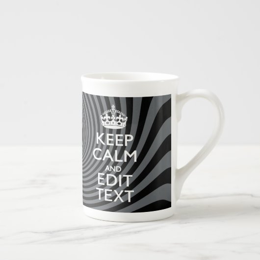 Personaliseer uw Keep Calm Text op Black Swirl Porselein Kop (Rechts)