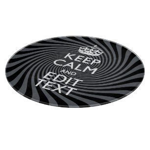 Personaliseer uw Keep Calm Text op Black Swirl Snijplank
