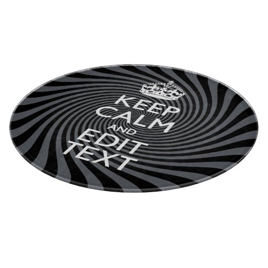 Personaliseer uw Keep Calm Text op Black Swirl Snijplank (Hoek)
