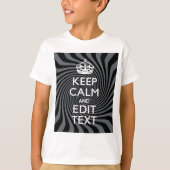Personaliseer uw Keep Calm Text op Black Swirl T-shirt (Voorkant)