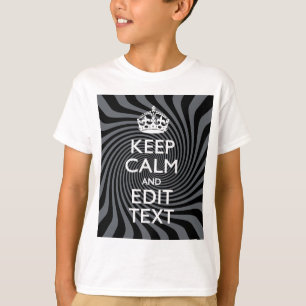 Personaliseer uw Keep Calm Text op Black Swirl T-shirt