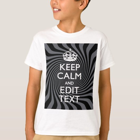 Personaliseer uw Keep Calm Text op Black Swirl T-shirt (Voorkant)