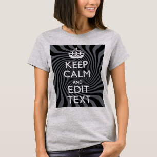 Personaliseer uw Keep Calm Text op Black Swirl T-shirt