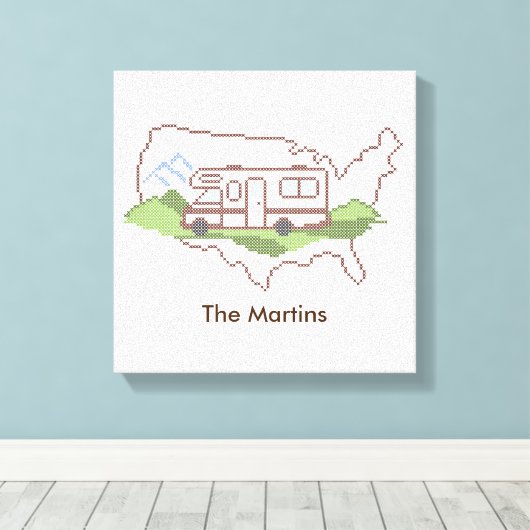Personaliseer uw roadtrip USA Canvas Print (Insitu (Houten vloer))