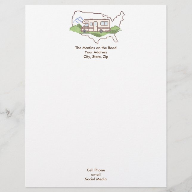 Personaliseer uw roadtrip USA Letterhead Briefhoofd (Voorkant)