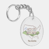 Personaliseer uw roadtrip USA Sleutelhanger (Voorkant Links)