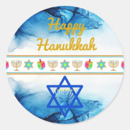 Personaliseer Vakantiegangers HAPPY HANUKKAH Gift  Ronde Sticker